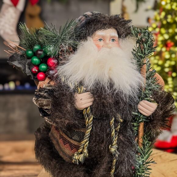 Rustic Old World Woodland Mountain Man Santa Tabletop Christmas Decor , 16”H - Picture 8 of 12
